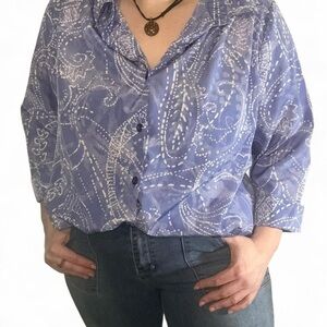 Only Necessities Blue Patterned Blouse